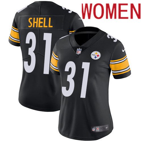 Women Pittsburgh Steelers 31 Donnie Shell Nike Black Vapor Limited NFL Jersey